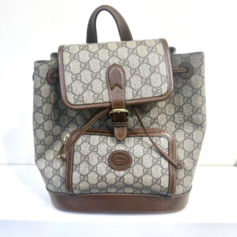 GUCCI Interlocking G Supreme Canvas Backpack Beige 674147